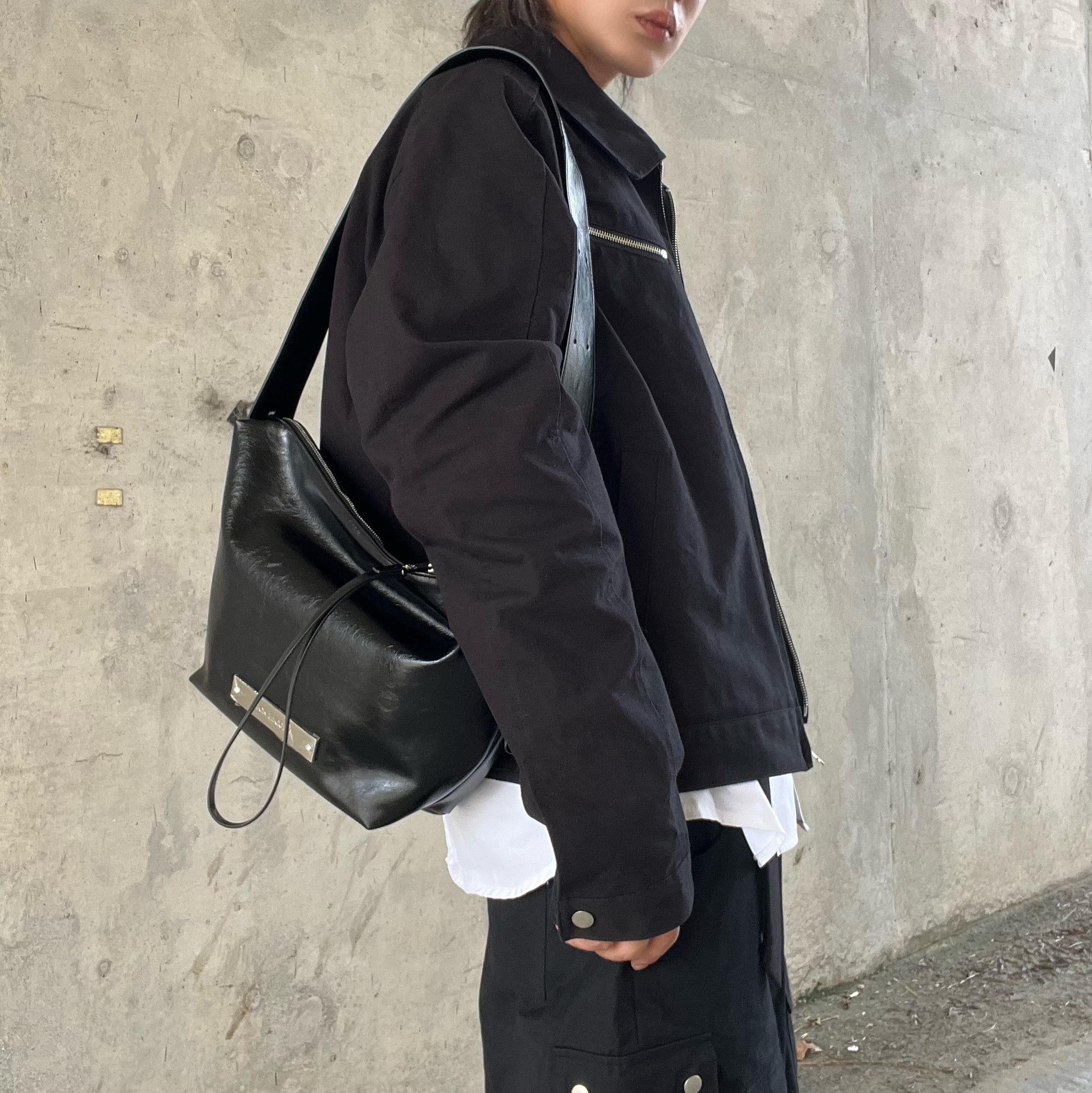 Permanent Archive Straight Work Jacket Black 착용 스타일 - 6