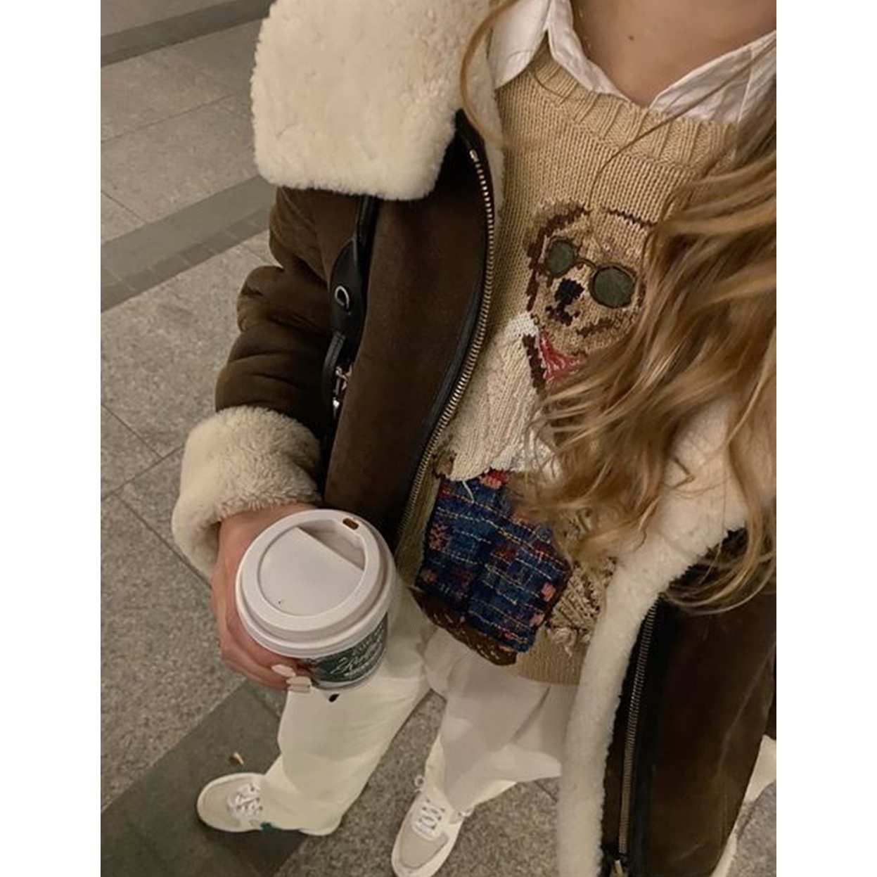 [30% 적립] Polo Ralph Lauren Polo Bear Wool Cashmerer Sweater Navy - 24FW 착용 스타일 - 5