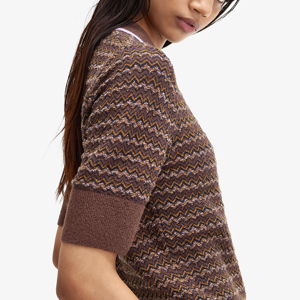 프레드페리 우먼 부클 자카드 니트 셔츠 캐링턴로드브릭(Fred Perry Womens Boucle Jacquard Knitted Shirt Carrington Road Brick) - 5