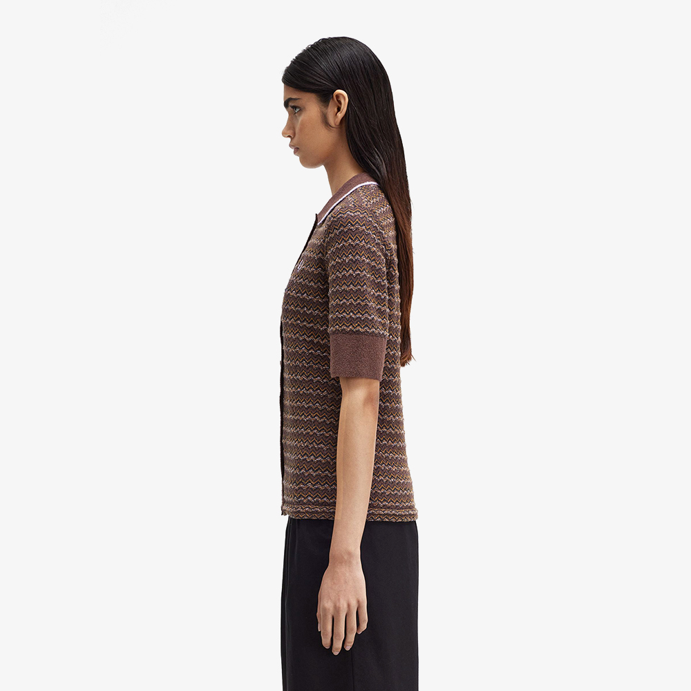 프레드페리 우먼 부클 자카드 니트 셔츠 캐링턴로드브릭(Fred Perry Womens Boucle Jacquard Knitted Shirt Carrington Road Brick) - 3