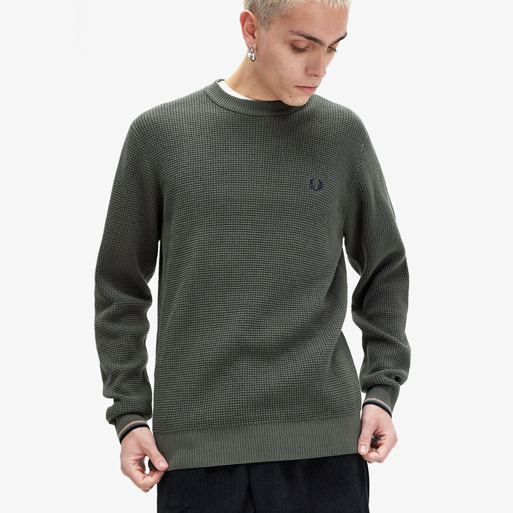 프레드페리 와플 스티치 니트 필드그린(Fred Perry Waffle Stitch Knit Field Green) - 4