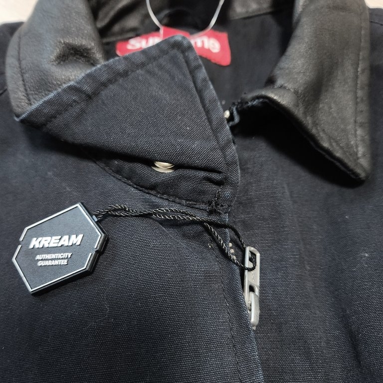 Supreme Leather Collar Utility Jacket Black - 24FW 착용 스타일