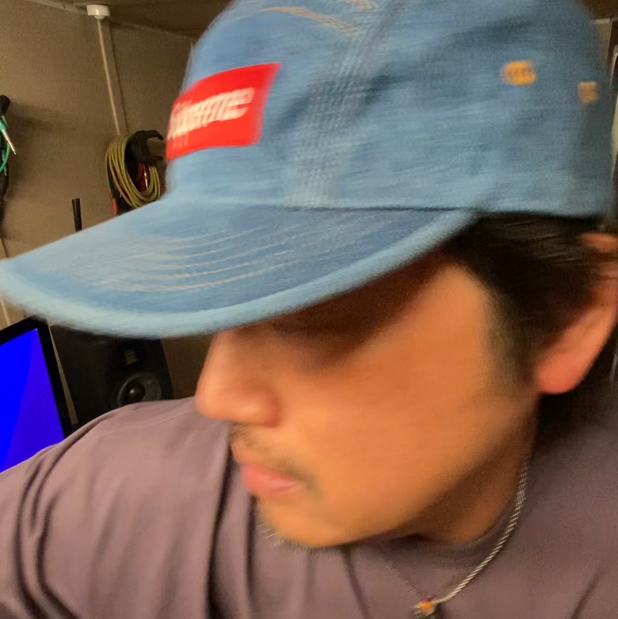 Supreme Washed Chino Twill Camp Cap Denim - 22FW 착용 스타일