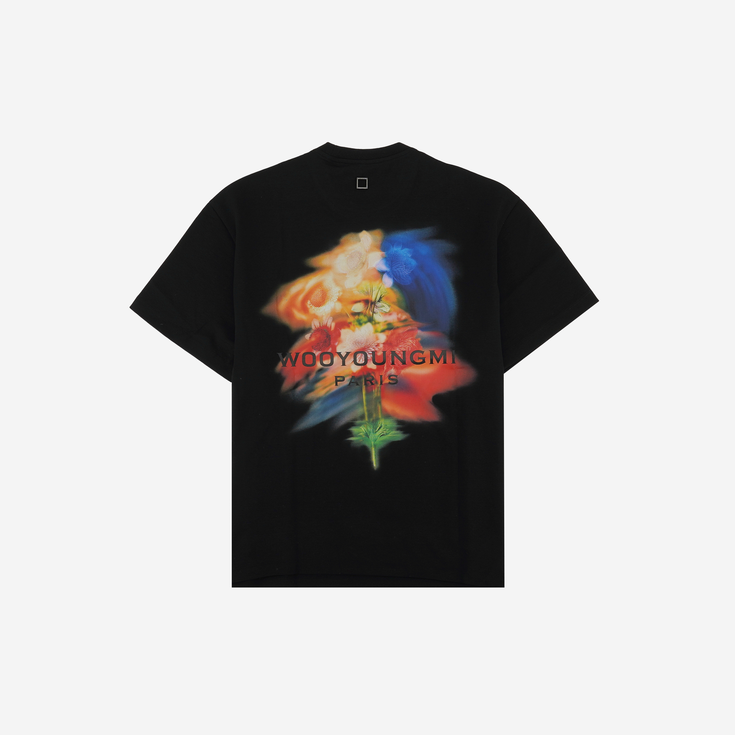 ★【WOOYOUNGMI】★Flower Print Back Logo T-Shir.t Green★ 우영미 플라워 프린트 백로고 티셔츠 그린 - 22SS | Wooyoungmi