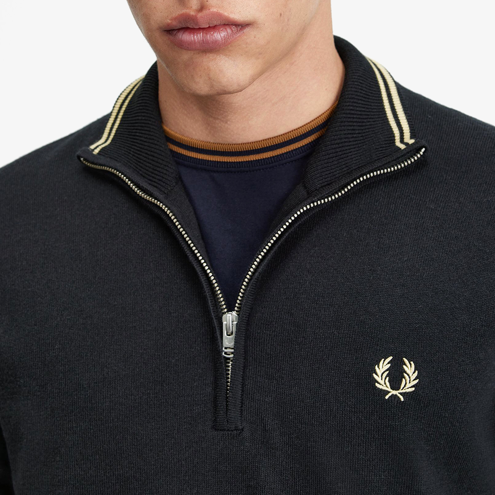 프레드페리 클래식 하프 집 니트 블랙(Fred Perry Classic Half Zip Knit Black) - 5