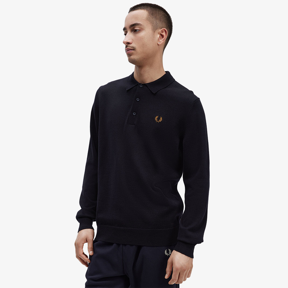 프레드페리 롱 슬리브 클래식 니트 셔츠 네이비(Fred Perry Classic Knitted Long Sleeve Shirt Navy) - 5