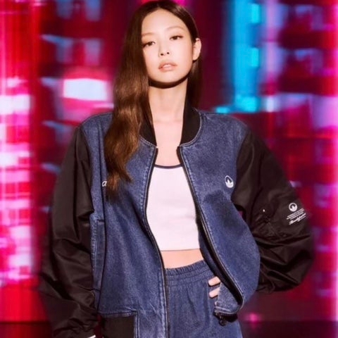 (W) Adidas Collegiate Jacket Denim - KR Sizing 착용 스타일 - 1