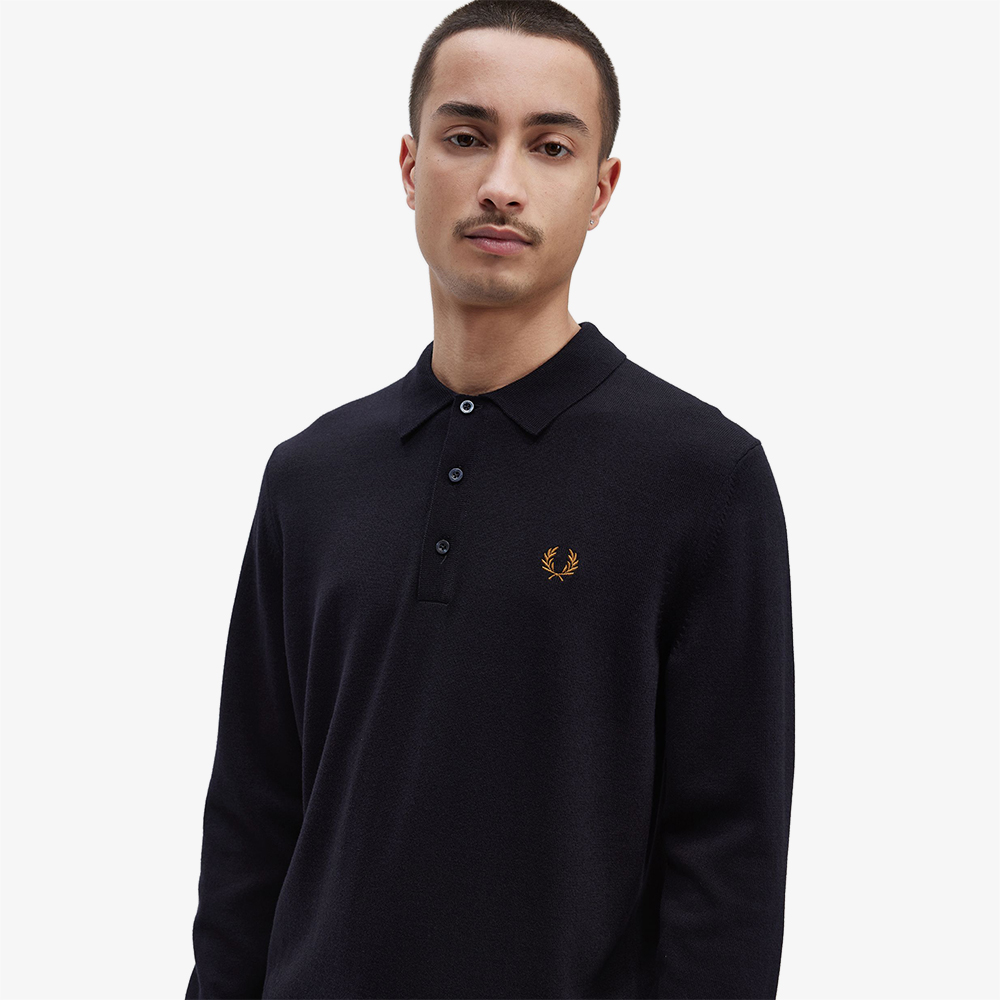 프레드페리 롱 슬리브 클래식 니트 셔츠 네이비(Fred Perry Classic Knitted Long Sleeve Shirt Navy) - 4