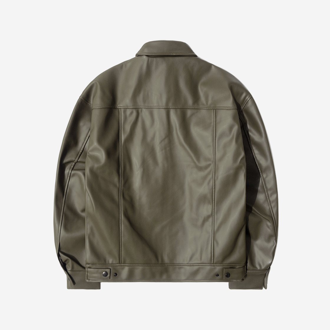 큐티에잇 가먼츠 신세틱 레더 싱글 자켓 그레이 카키(QT8 Garments TL Synthetic Leather Single Jacket Grey Khaki) - 2