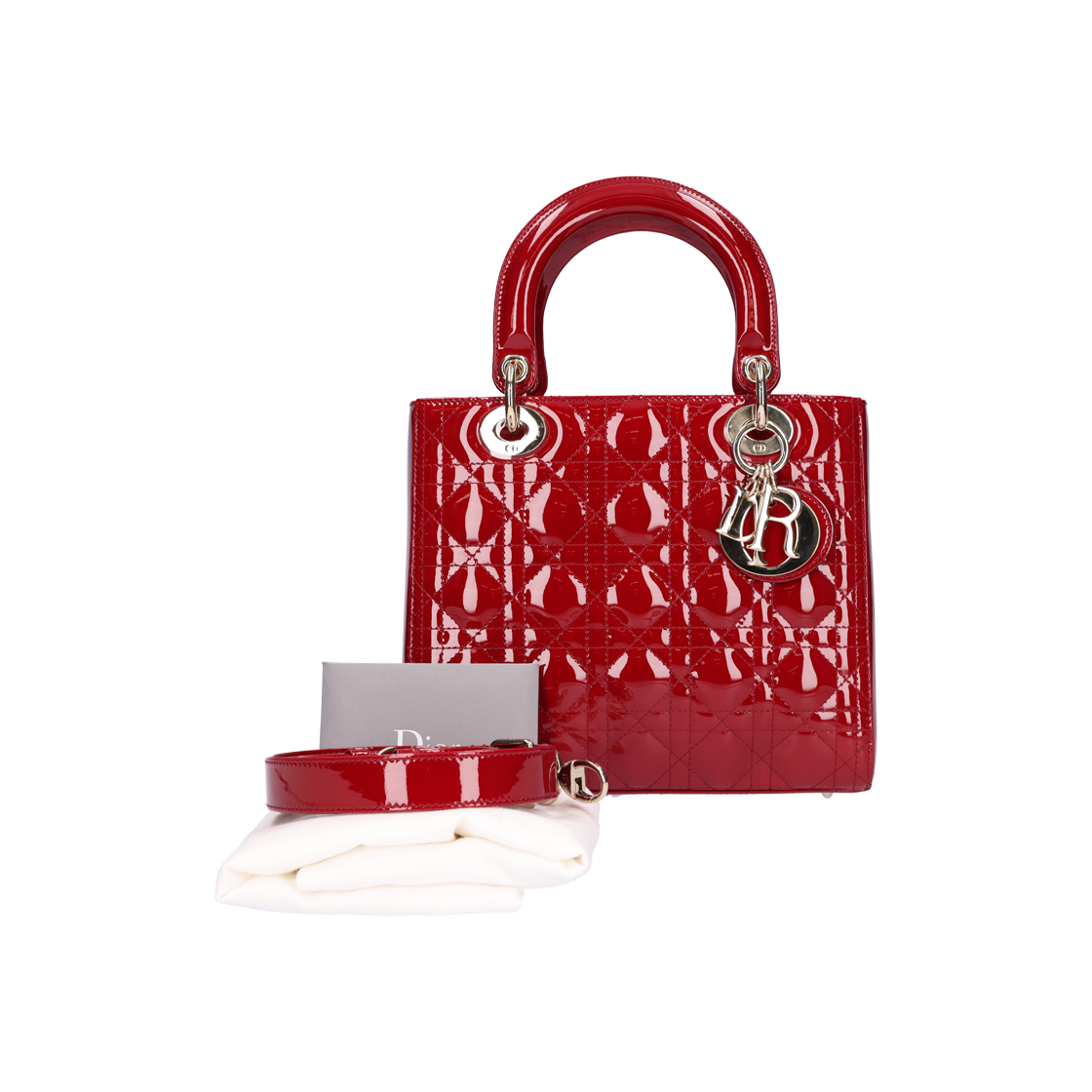 Dior Lady Medium Bag Cherry Red Patent Cannage Calfskin 상세 이미지 5