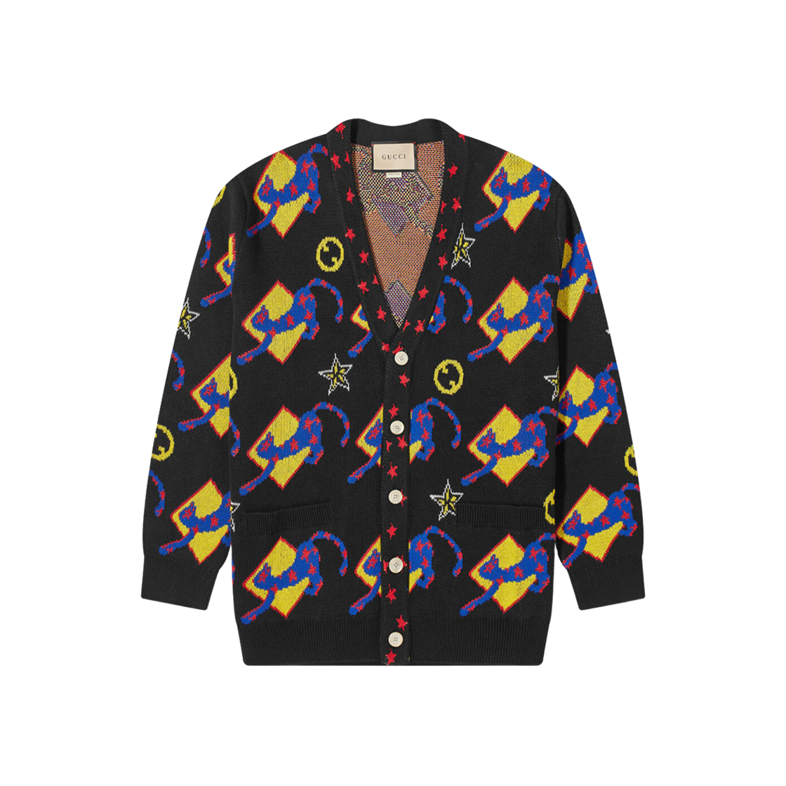 Gucci GG Graphic Logo Intarsia Cardigan Black 상세 이미지 1