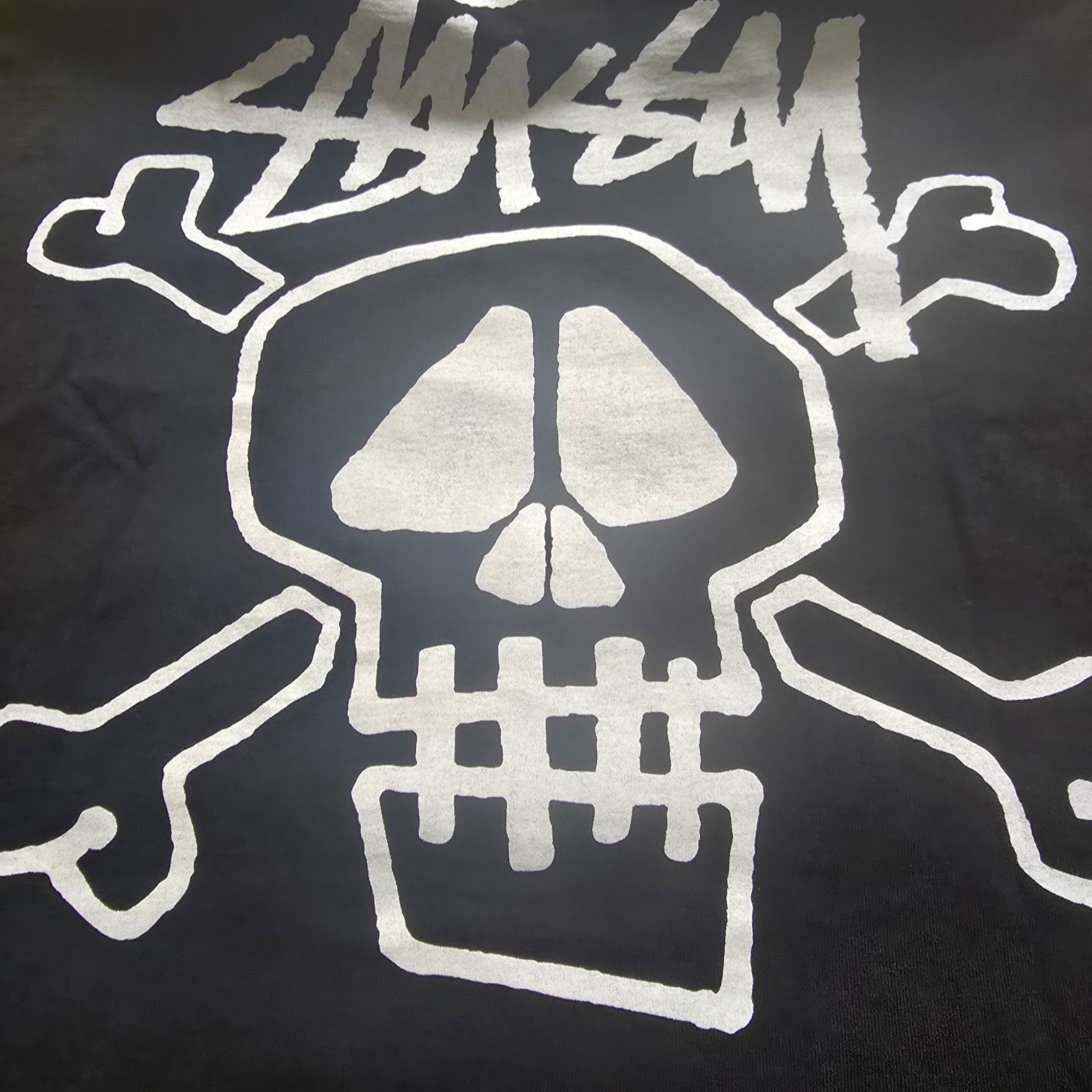 Stussy Skull & Bones Pigment Dyed T-Shirt Black 착용 스타일
