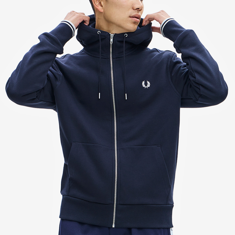 프레드페리 후드 집 스루 스웻셔츠 네이비(Fred Perry Hooded Zip Through Sweatshirt Navy) - 3