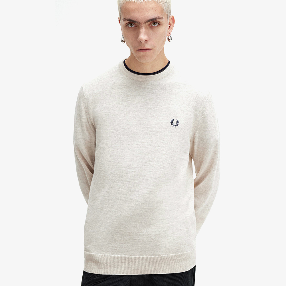 프레드페리 클래식 크루넥 메리노울 니트 포리지말(Fred Perry Classic Crew Neck Knit Porridge Marl) - 4