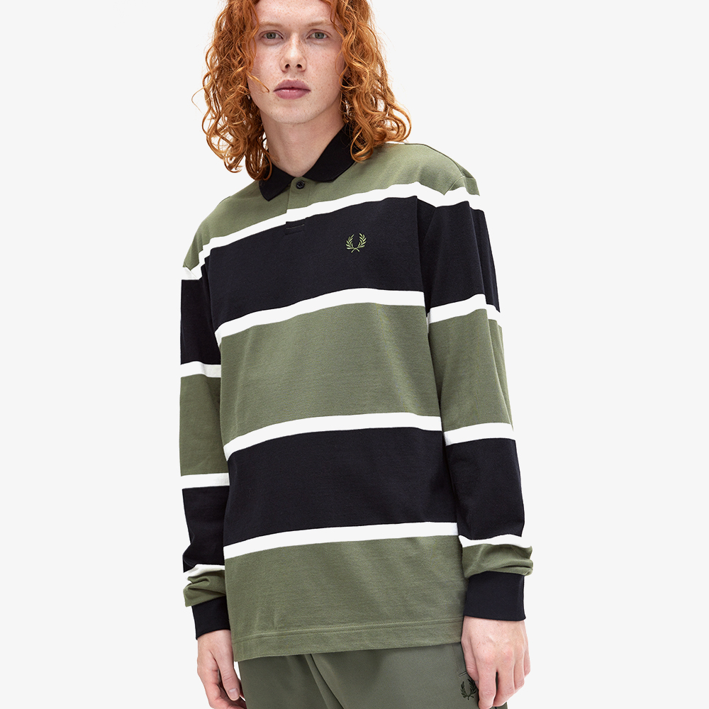 프레드페리 스트라이프 롱 슬리브 폴로 셔츠 로렐리스그린(Fred Perry Striped Long Sleeves Polo Shirt Laurel Wreath Green) - 4