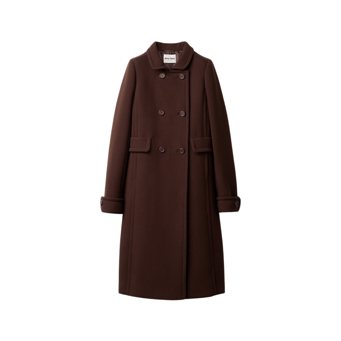 (W) Miu Miu Natte Toile Double-Breasted Coat Cocoa Brown 상세 이미지 1