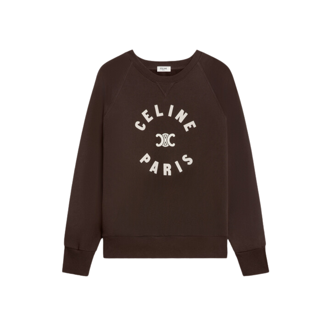 (W) Celine Triomphe Sweatshirt in Cotton Fleece Cacao Cream 상세 이미지 1