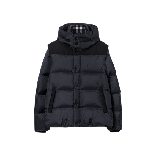Burberry Detachable Sleeve Nylon Puffer Jacket Navy