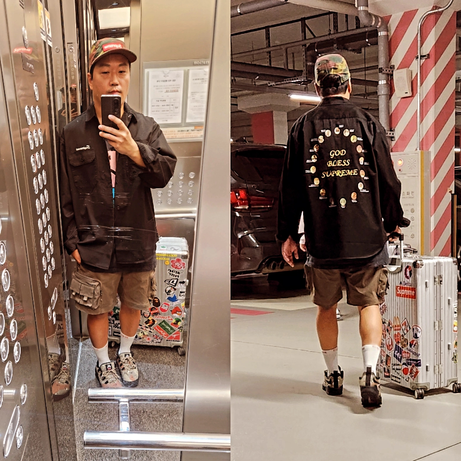Supreme Our Lady Work Shirt Black - 24SS, Nike x Supreme SB Darwin Low Desert Camo 착용 스타일