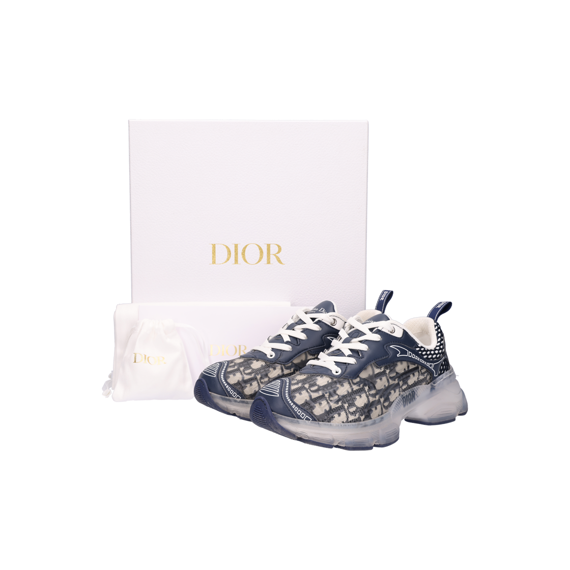 Dior Vibe Sneakers Deep Blue Oblique Technical Fabric Transparent Rubber 37 상세 이미지 6