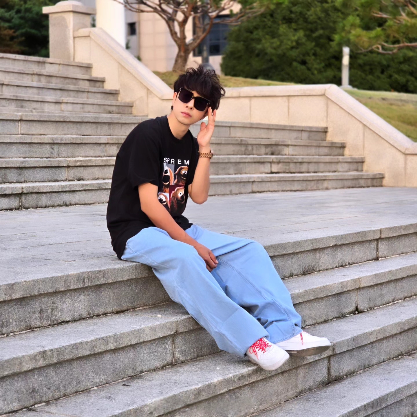 Supreme Rowlf T-Shirt Black - 24SS, Samsung Galaxy Watch6 44mm LTE Silver (Korean Ver.) 착용 스타일 - 4