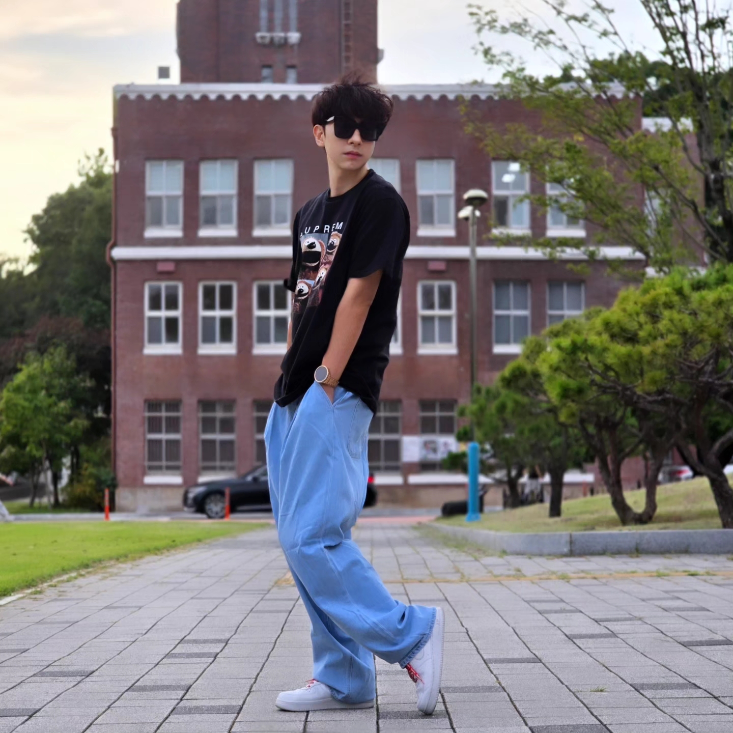 Supreme Rowlf T-Shirt Black - 24SS, Samsung Galaxy Watch6 44mm LTE Silver (Korean Ver.) 착용 스타일 - 1