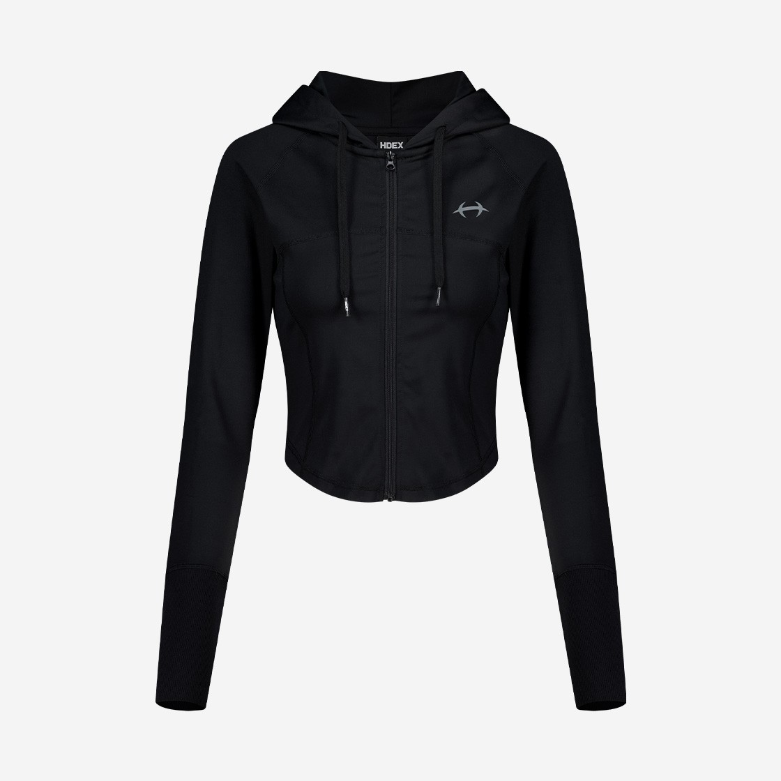 HDEX Womens Flexible Crop Zip-Up Hoodie Black 상세 이미지 1