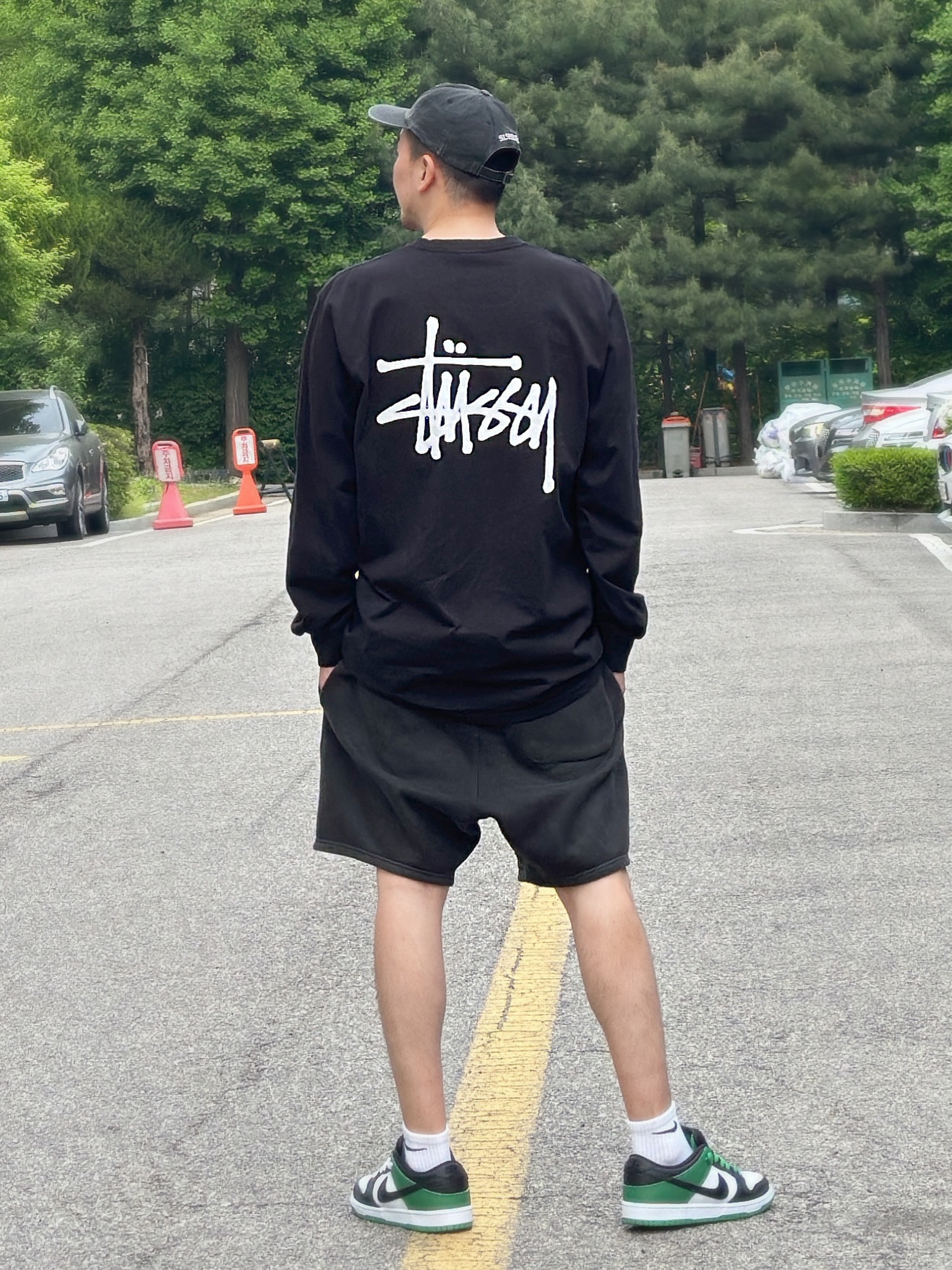 Supreme Pigment Canvas S Logo 6-Panel Black - 23SS, Stussy Basic Stussy LS T-Shirt Black 2023 착용 스타일