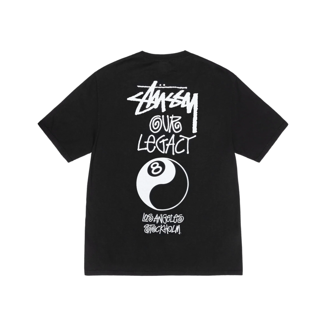 Stussy x Our Legacy Work Shop 8 Ball Pigment Dyed Yin Yang T-Shirt Black 상세 이미지 1