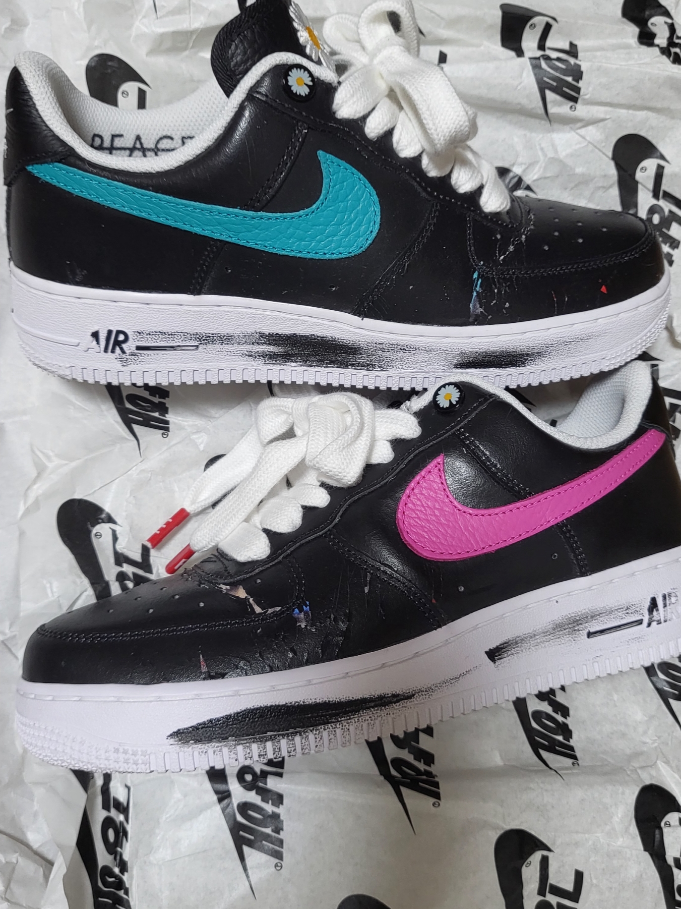 Nike x Peaceminusone Air Force 1 Low Para-Noise 3.0 Black and Multicolor 착용 스타일 - 1