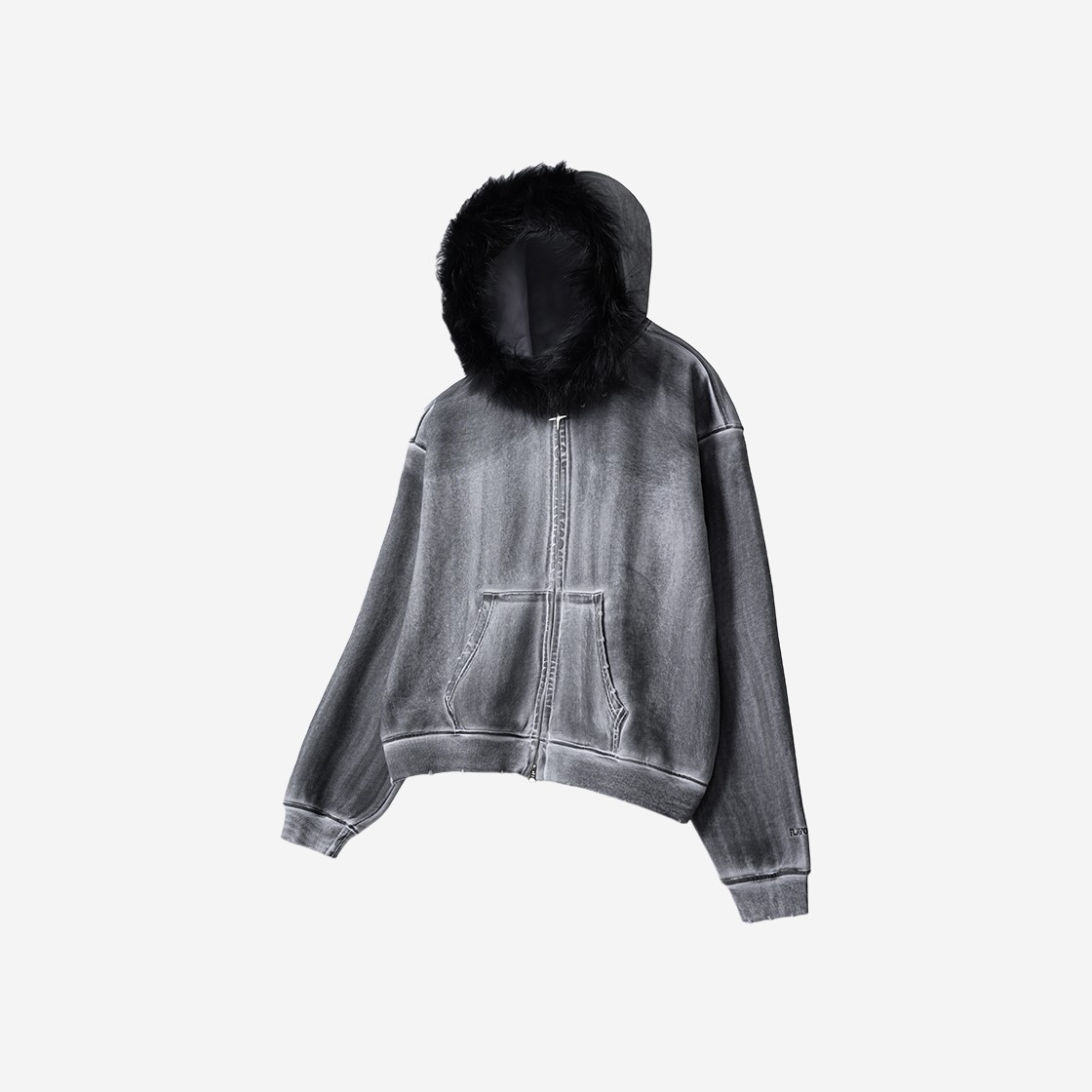 Flavorism Oversized Rivet Fur Zip-Up Hoodie Dirty White 상세 이미지 1