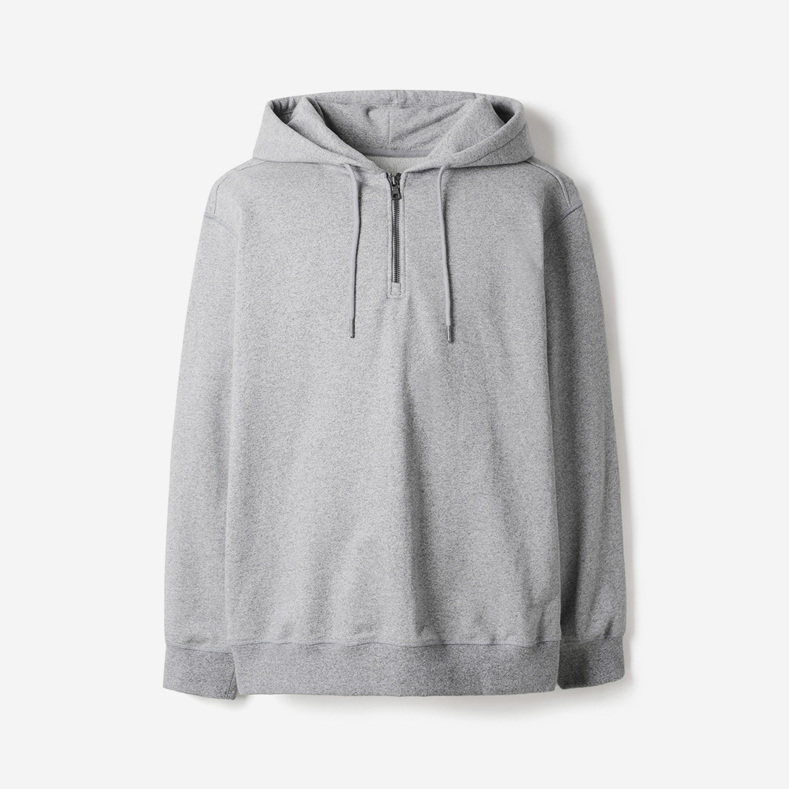 시리즈 오버핏 멜란지그레이 반집업 후드티 그레이(Series Over Fit Melange Grey Half-Zip Hoodie Gray) - 1