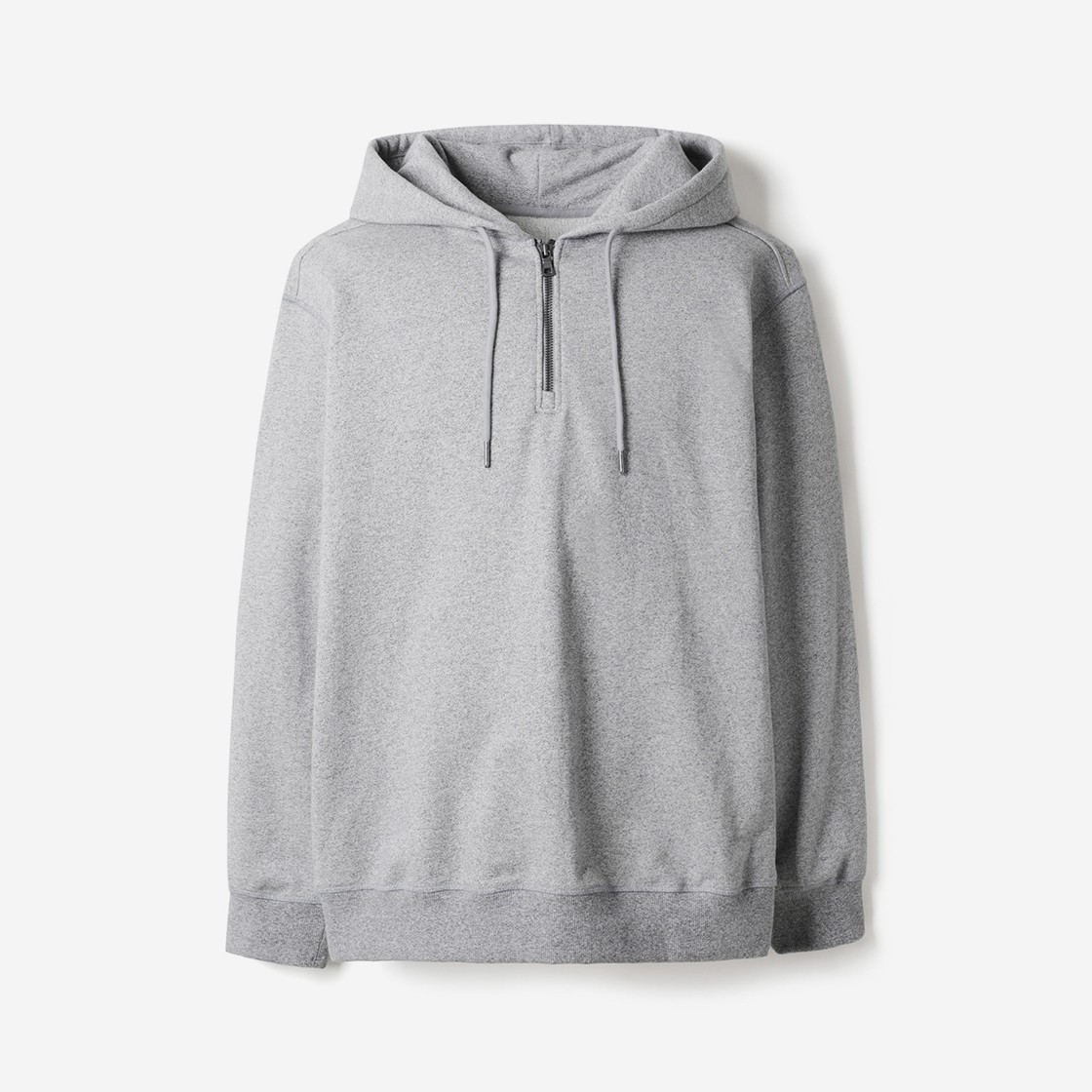 Series Over Fit Melange Grey Half-Zip Hoodie Gray 상세 이미지 1