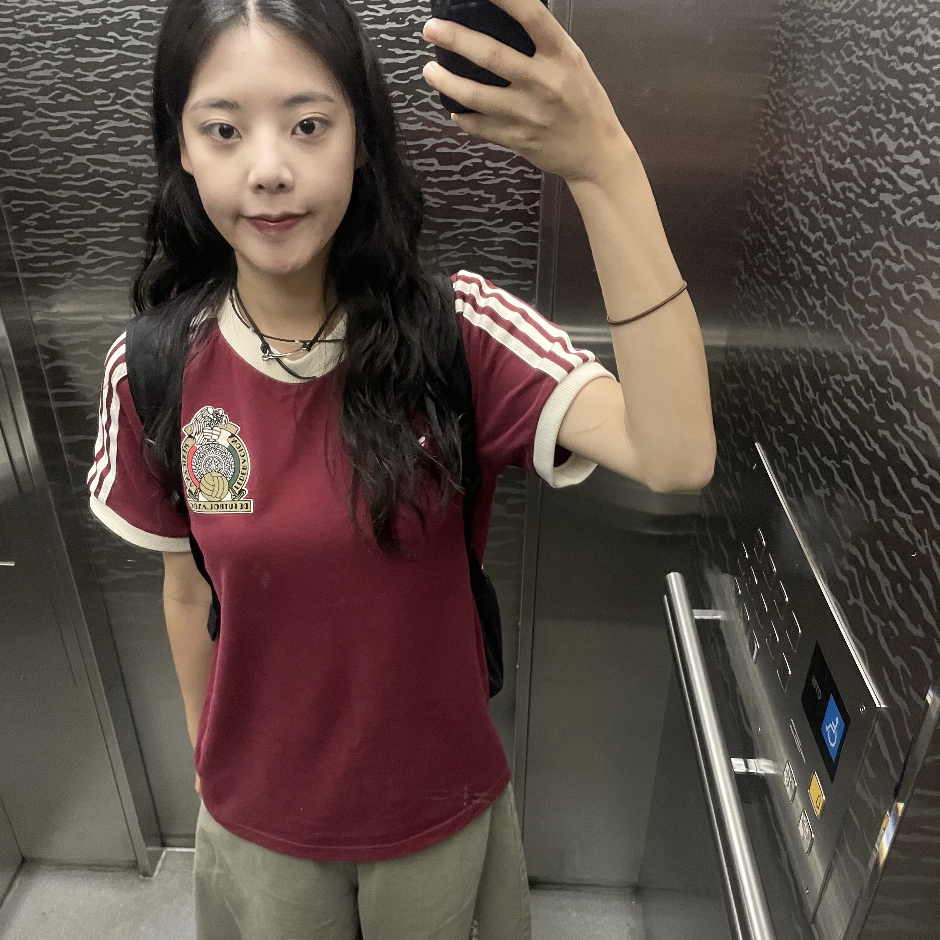 Adidas Mexico Adicolor 3S T-Shirt Noble Maroon - KR Sizing 착용 스타일 - 2