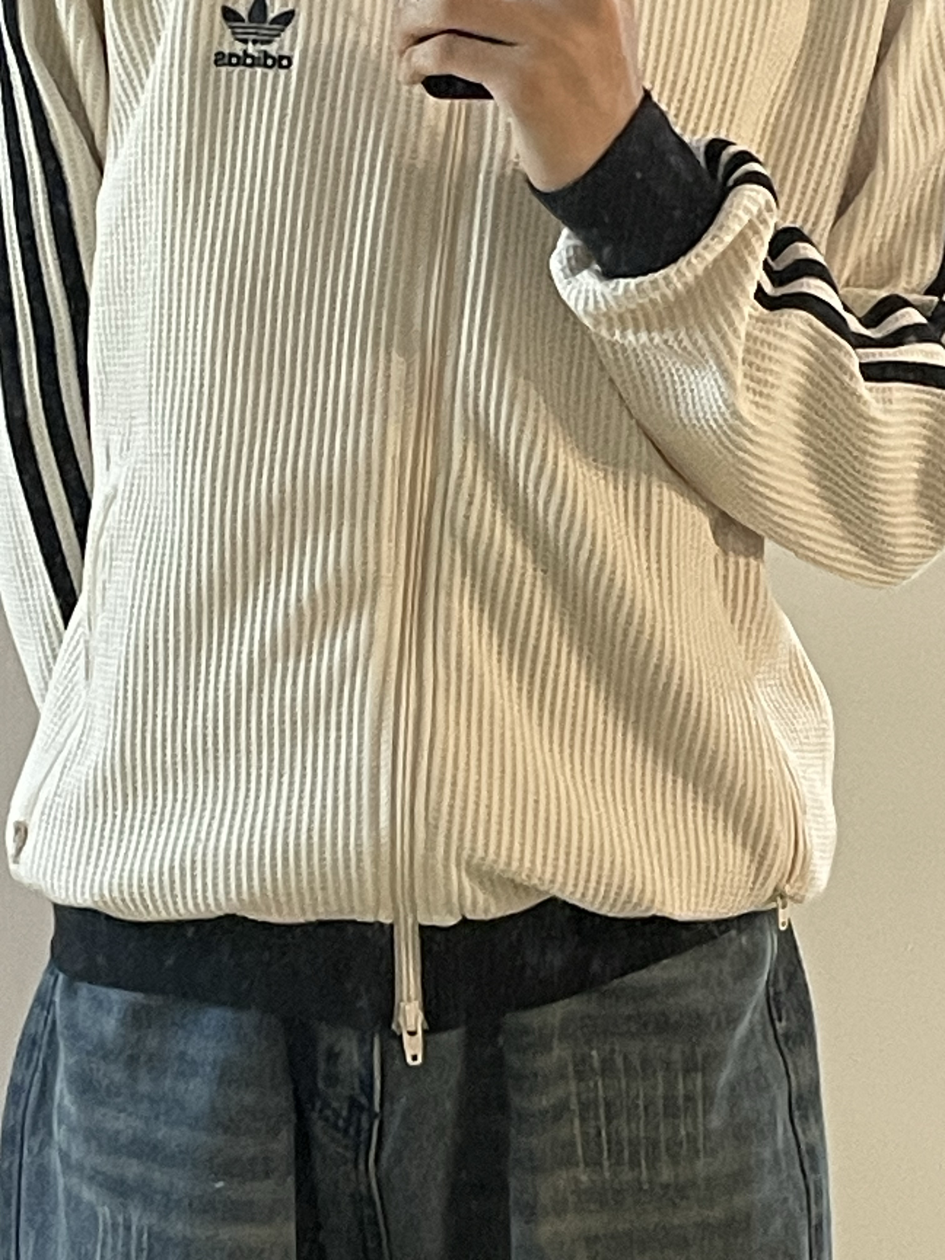 Adidas Waffle Beckenbauer Track Top Wonder White - KR Sizing 착용 스타일 - 1