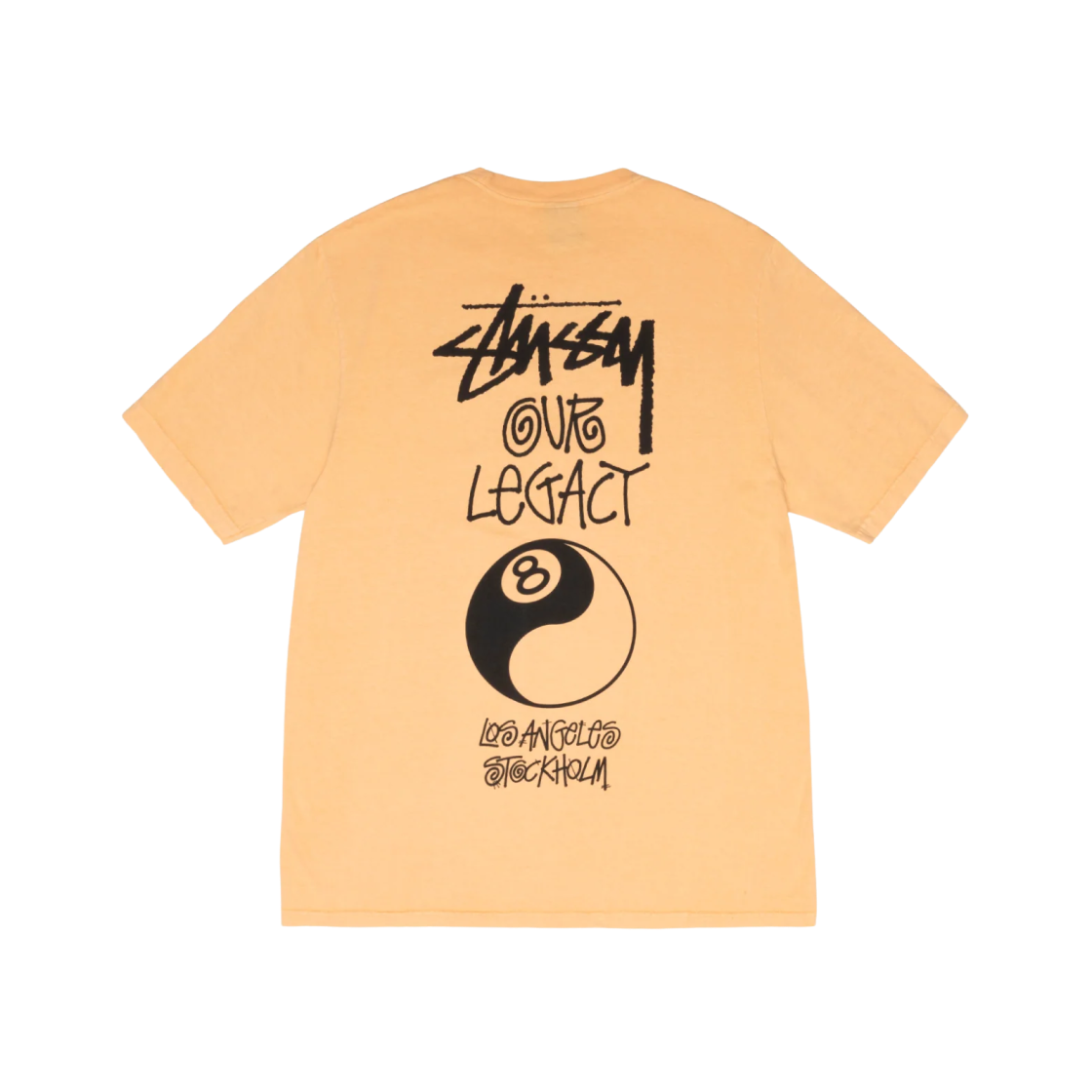 Stussy x Our Legacy Work Shop 8 Ball Pigment Dyed Yin Yang T-Shirt Peach 상세 이미지 1