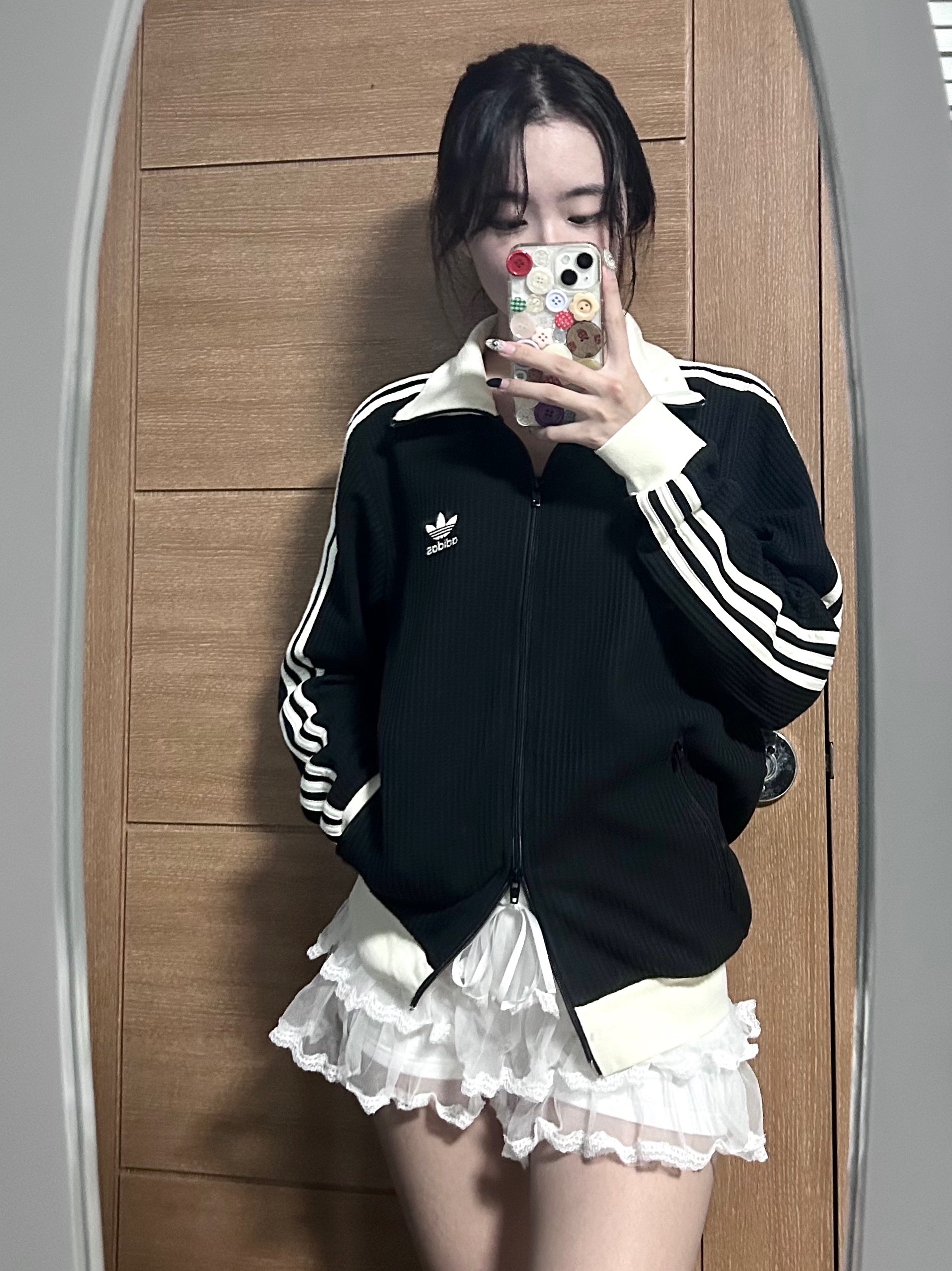 Adidas Waffle Beckenbauer Track Top Black - KR Sizing, Adidas Spezial Handball Core Black Cloud White 착용 스타일 - 2