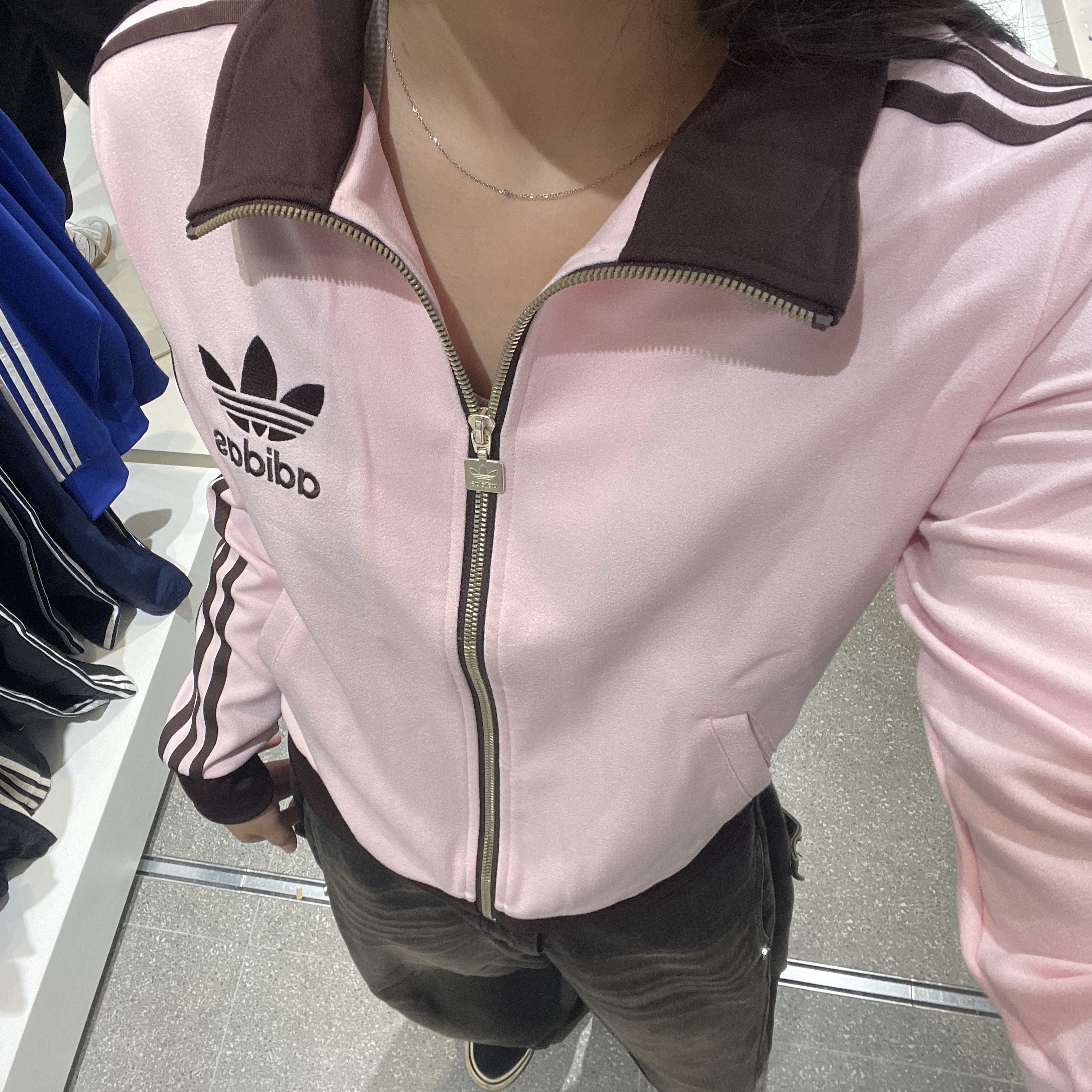 (W) Adidas Originals Beckenbauer Track Jacket Clear Pink - KR Sizing 착용 스타일 - 2