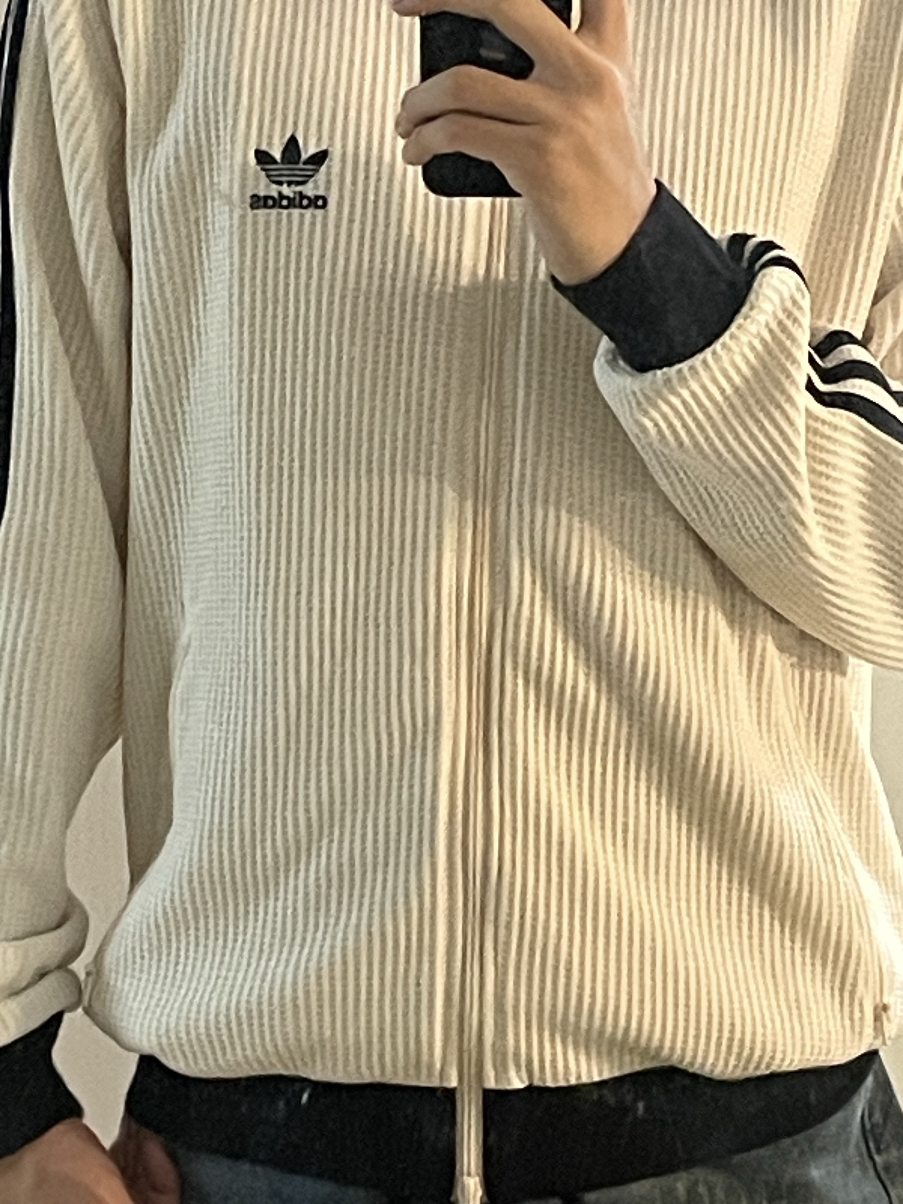 Adidas Waffle Beckenbauer Track Top Wonder White - KR Sizing 착용 스타일 - 2