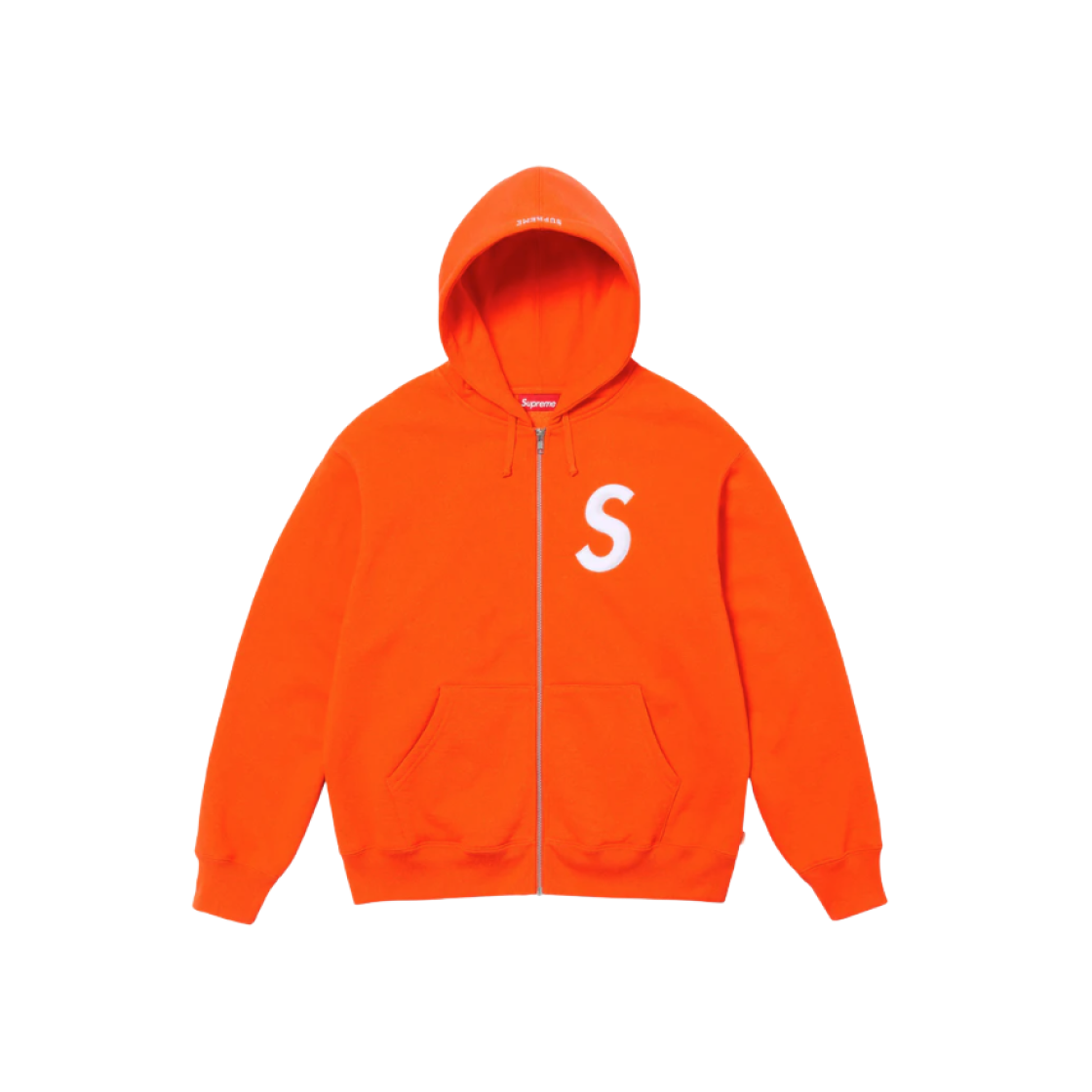 Supreme S Logo Zip Up Hooded Sweatshirt Bright Orange - 24FW 상세 이미지 1