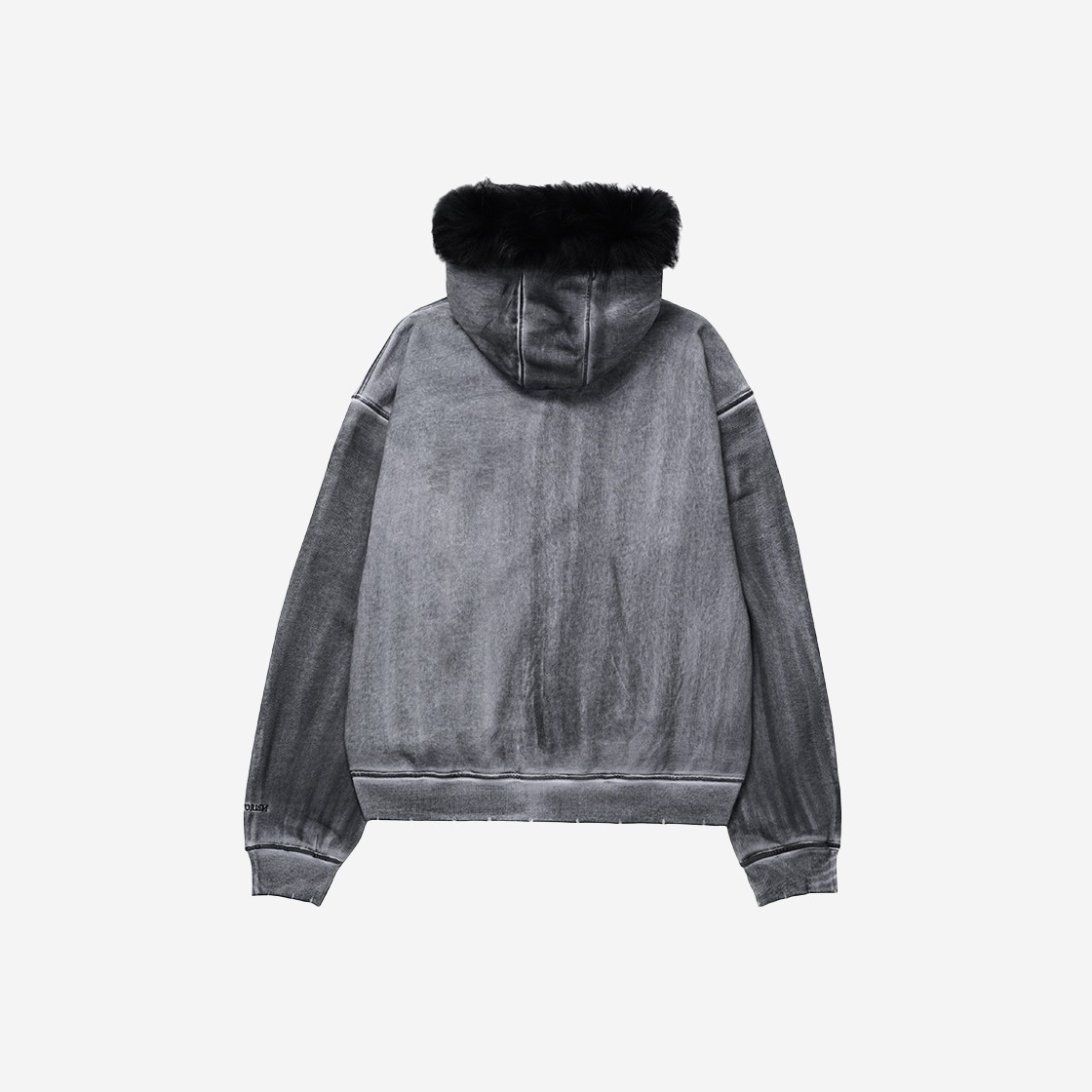 Flavorism Oversized Rivet Fur Zip-Up Hoodie Dirty White 상세 이미지 2