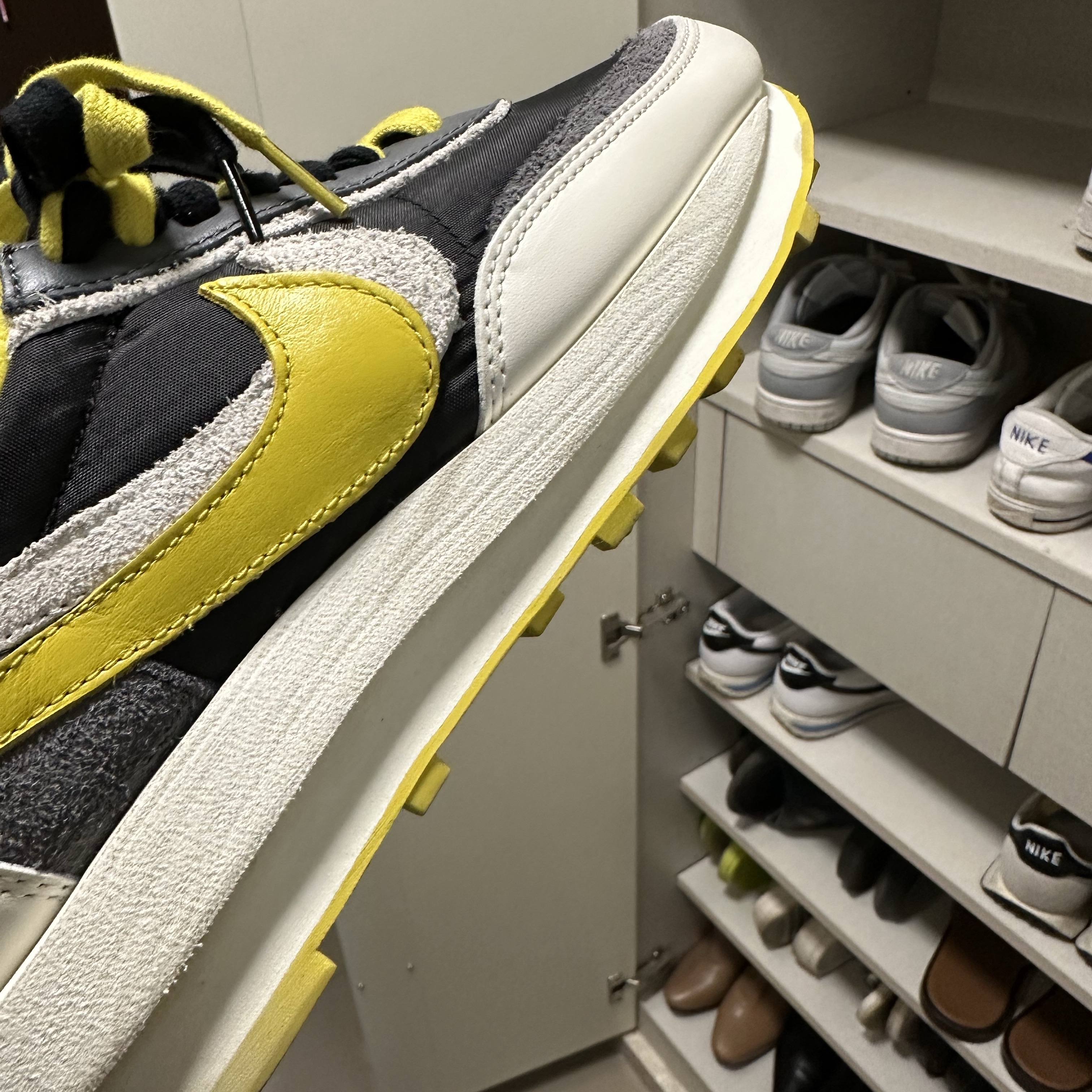 Nike x Sacai x Undercover LDWaffle Black Bright Citron 착용 스타일 - 1