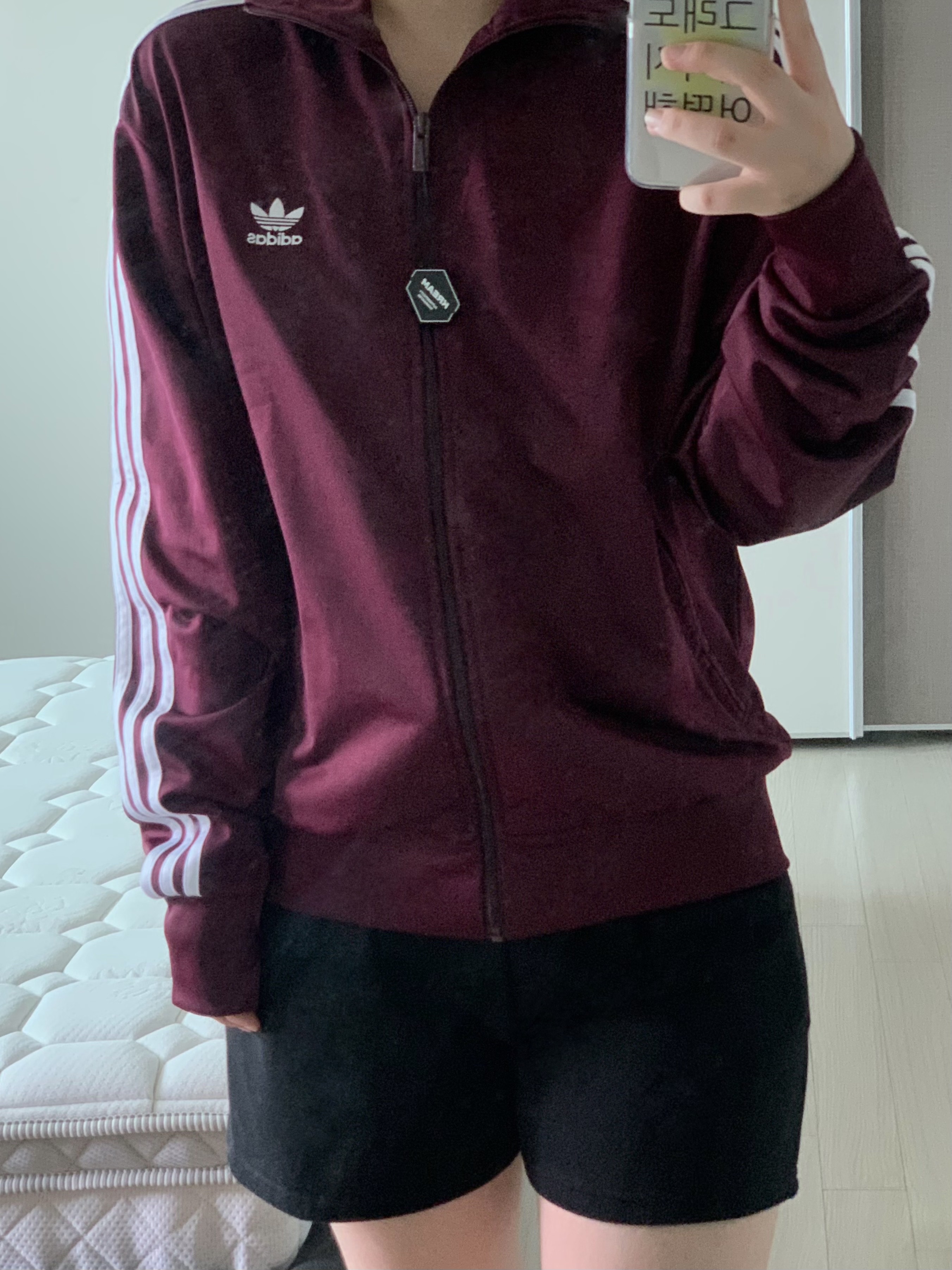 Adidas Adicolor Classic Firebird Track Top Maroon - KR Sizing 착용 스타일