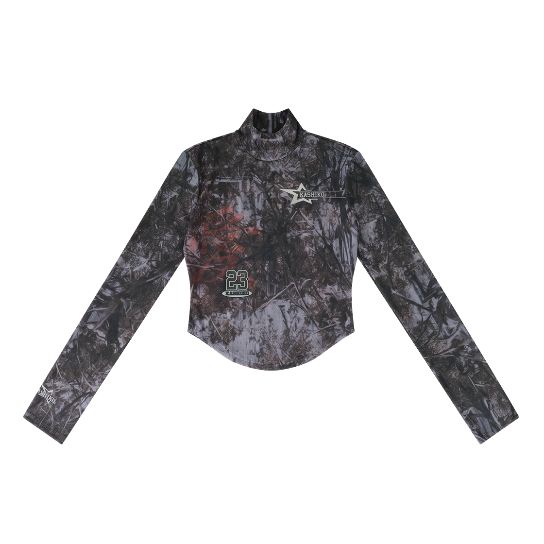 24FW06GROS Kashiko Real Tree Highneck Mesh Top