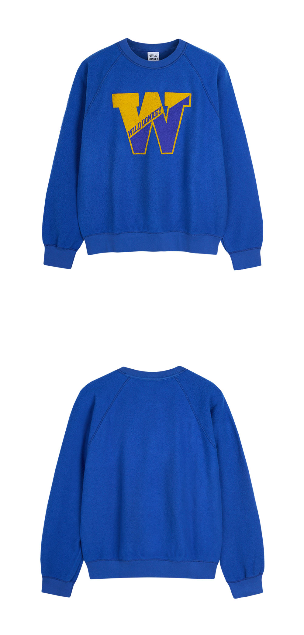 와일드 동키 W 래글런 슬리브 크루넥 스웨트셔츠 로얄 블루