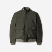 Series Suede Down Leather Jumper Khaki