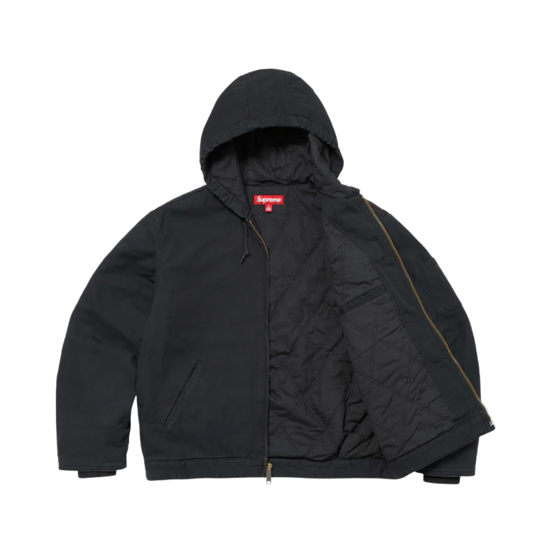 Supreme x Thrasher Hooded Work Jacket Black - 24FW 상세 이미지 3