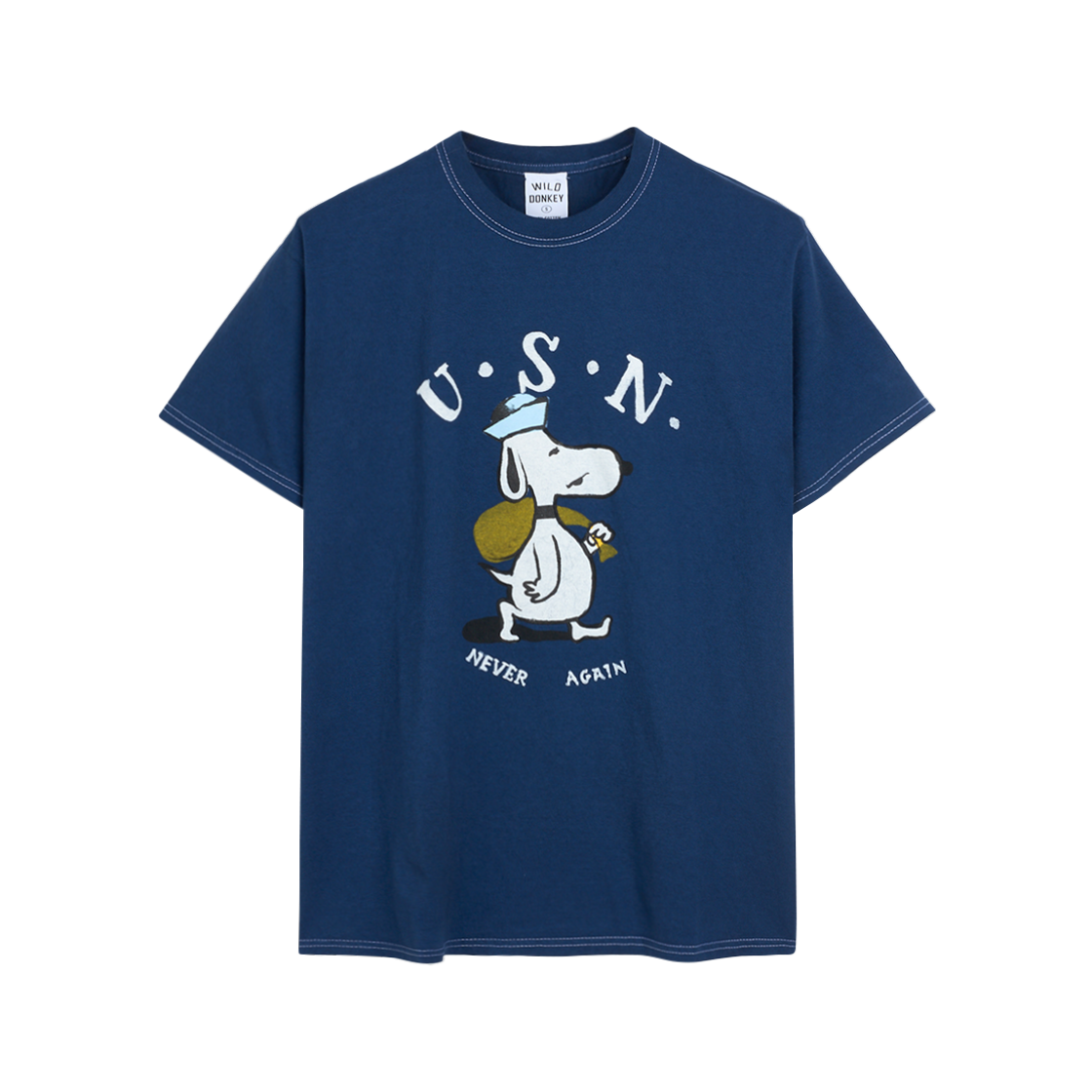 와일드 동키 네버 어게인 티셔츠 다이드 블루 - 24FW(Wild Donkey Never Again T-Shirt Dyed Blue - 24FW)
