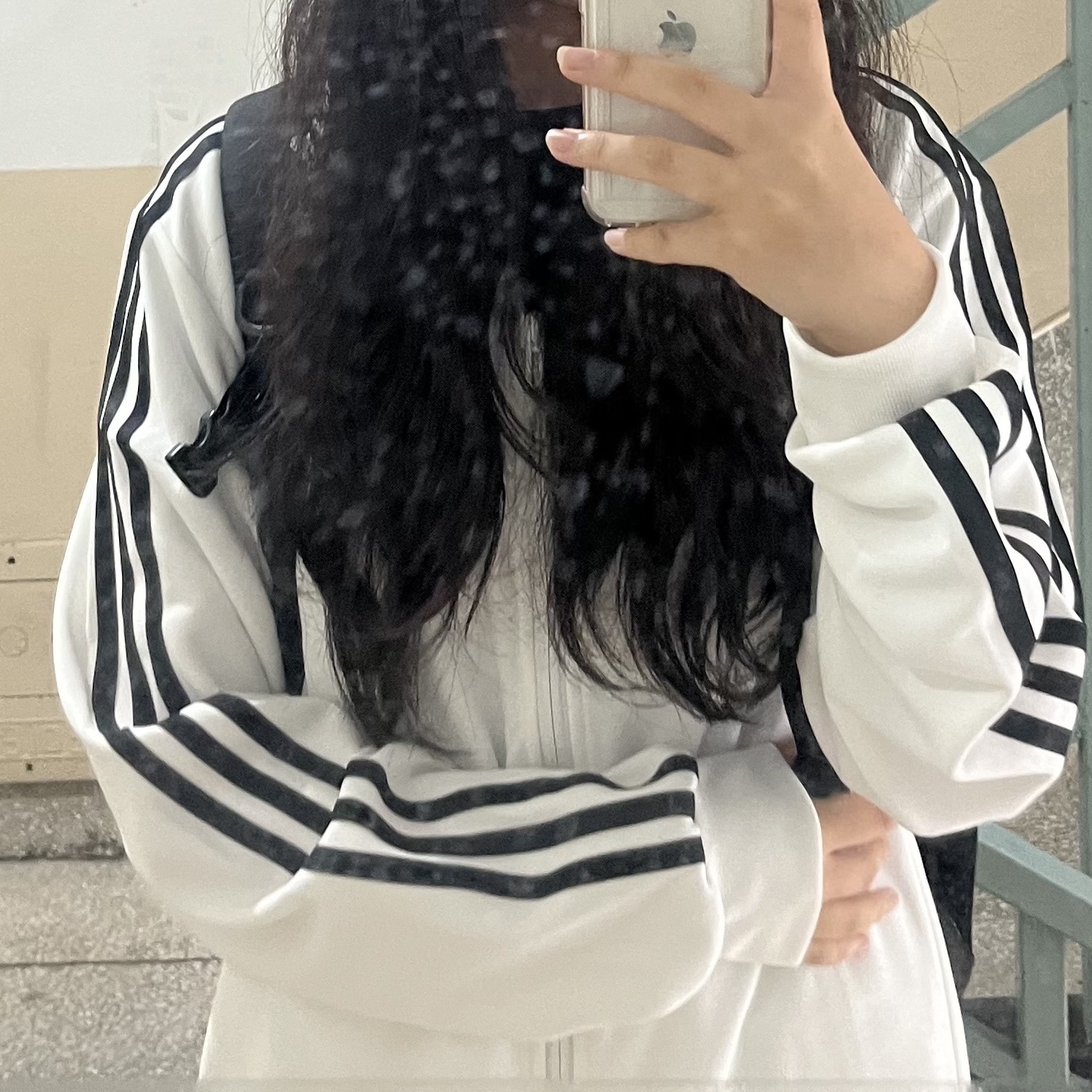 Adidas 3S Regular Fit Double Knit Track Top White - KR Sizing 착용 스타일