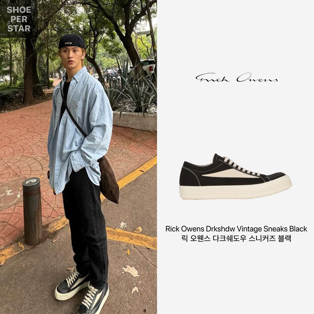 Rick Owens Drkshdw Vintage Sneakers Black Milk 착용 스타일 - 1